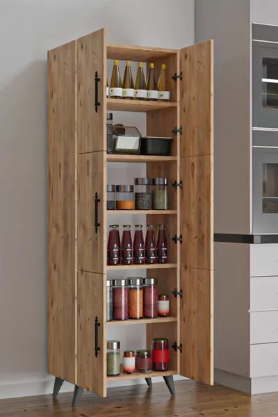 خزانة مطبخ وحمام متعددة الاستخدامات من نهير أتلانتيك تشام، خزنة مؤن، بستة أبواب وستة أرفف