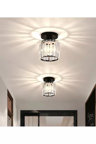 Luxe moderne plafondlamp met kristallen stenen voor keuken, woonkamer, gang, hal, woonkamerkroonluchter zwart