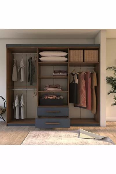 Armoire avec miroir Armin à 6 portes et 2 tiroirs