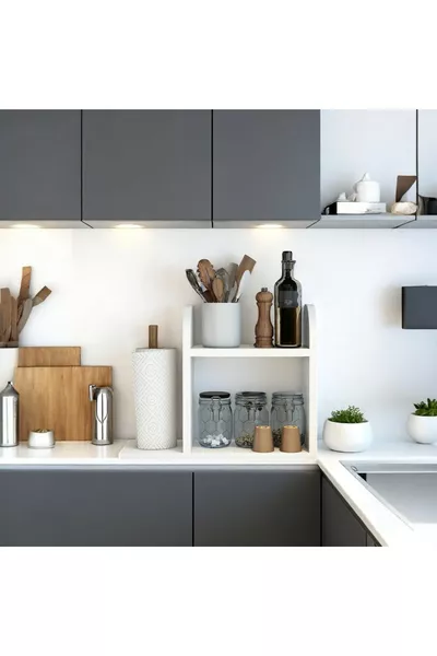 Kitchen Shelf with Paper Towel Holder Countertop Table Napkin Holder Shelf White