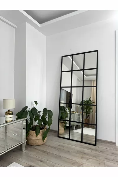 Decorative Wall Mirror with Black Metal Frame * Cm