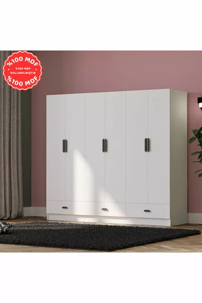 Armadio con 3 cassetti e 6 ante İnci in MDF