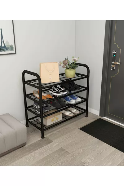 خزانة أحذية من 4 طوابق قابلة للتنظيم، رف متعدد الأغراض، رف معدني، خزانة أحذية معدنية