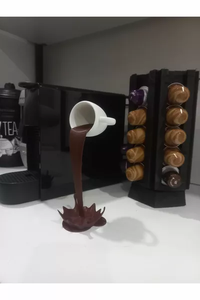 تمثال القهوة المسكوبة - قطعة ديكور - تمثال صغير - قهوة - شكل الشوكولاتة الساخنة