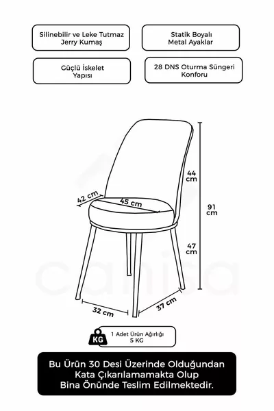 Dexa Series Kitchen Chair, Gray Chair with Black Legs