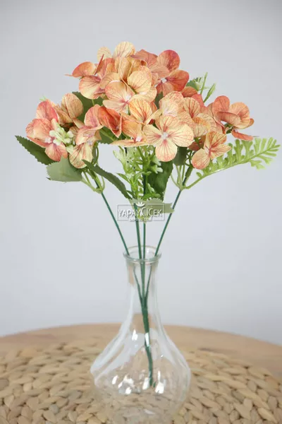 Изкуствен малък мокър букет от хортензии  см кафяв