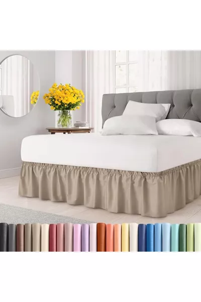 jupe de lit à volants avec bordure volantée pour lit double ou simple, drap-housse à volants complet