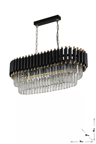 Suspension de table à manger de luxe Palmira en cristal Cm 6 pièces - (noir-or)