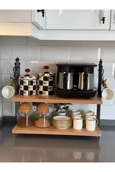 Kaffeemaschine Kiefer Regal Thekenkaffeeecke Regal Küchenregal Zweistöckiger Halter mit Geschenk