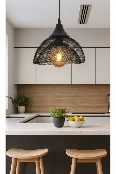 تصميم حديث صالون مدخل مطبخ ثريا تصميم سلكي ثريا معلقة جسم معدني أسود