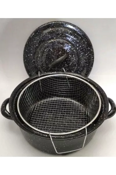 Covered Enamel Deep Fryer Hobistan French Fry Pot cm