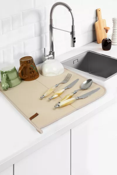 Basis vaatdroogdoek drooggerei doek droogblad aanrecht beige