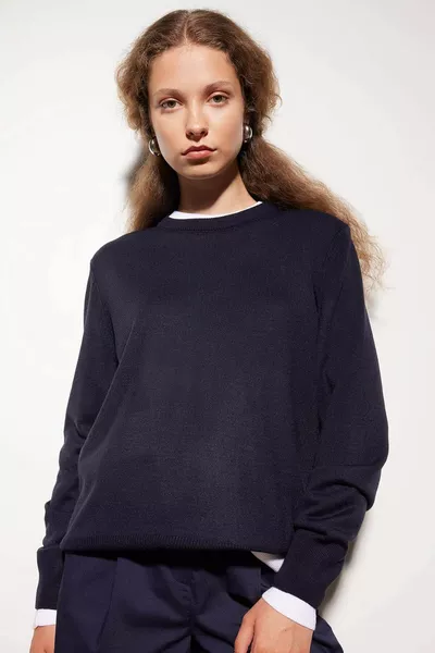 Regular Fit Soft-Touch Crew Neck Basic Plain Knit Sweater WN