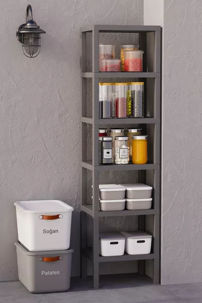 Decoratieve 6-laags kunststof multifunctionele boekenkast badkamerorganizer bloempotrek voorraadkast