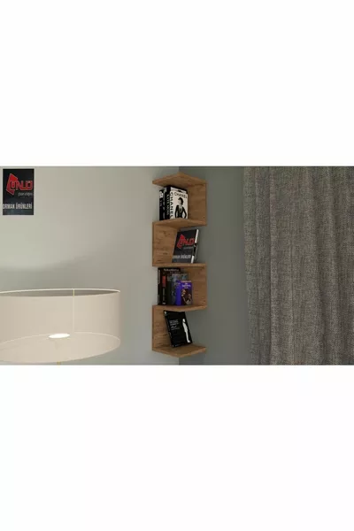 رف زاوي من خشب صنوبر الأطلسي متعرج / مكتبة