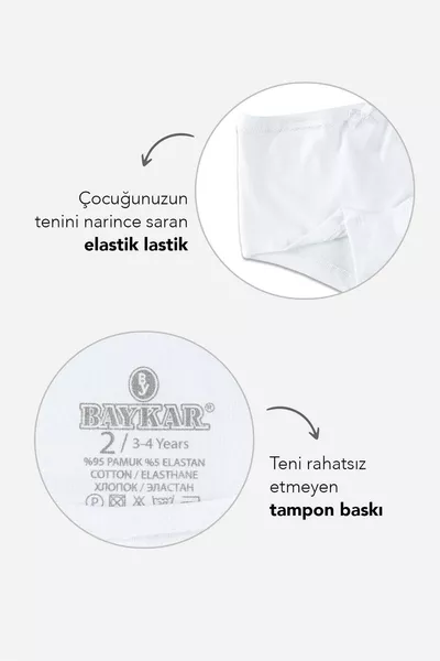 Mädchen Baumwoll-Boxershorts mit Elasthan, Weiß, 3er-Pack