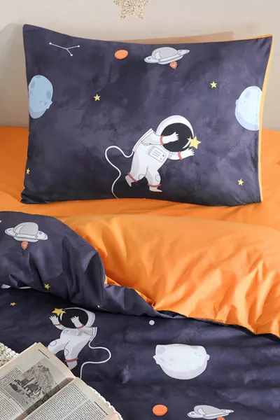 Пране, което се глади лесно, комплект спално бельо за еднолегло Astron тъмносин