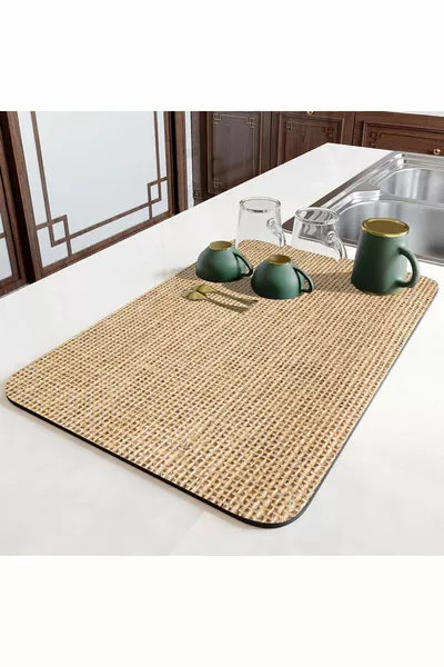 Jüt Desenli Tezgah Üstü Bulasik Kurutma Matı Kaymaz Kurulama Bezi Kurutma Örtüsü