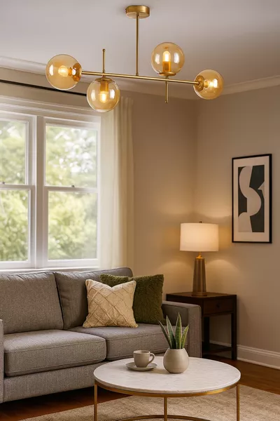 فيريس صالون تصميم عصري مطبخ غرفة نوم لون معتق مع زجاج بال مربعات 4 أضواء