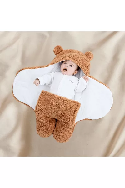 0 -  Maanden Gevoerde Welsoft Babydeken met Oren