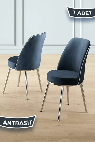 Chaise de cuisine Pefa série 1 en anthracite, pied en métal chromé, tissu Babyface de première qualité