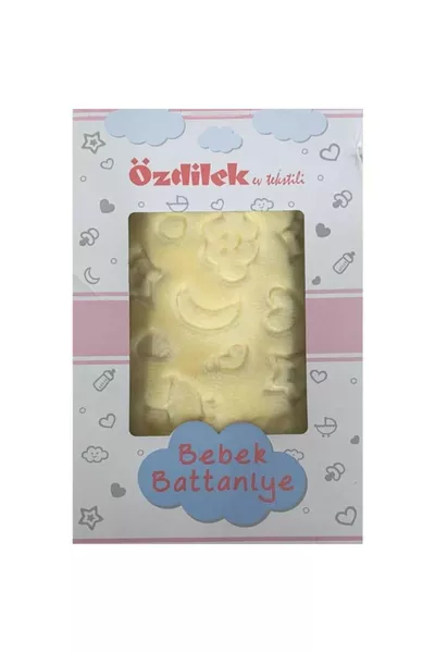 Кремаво жълто плюшено бебешко одеяло Embos  см