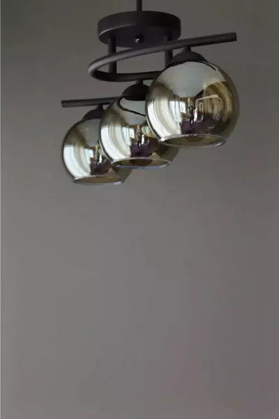 Fuji Modern Decorative Black Color Fume Glass 3-Light Chandelier for Living Room - Kitchen - Bedroom