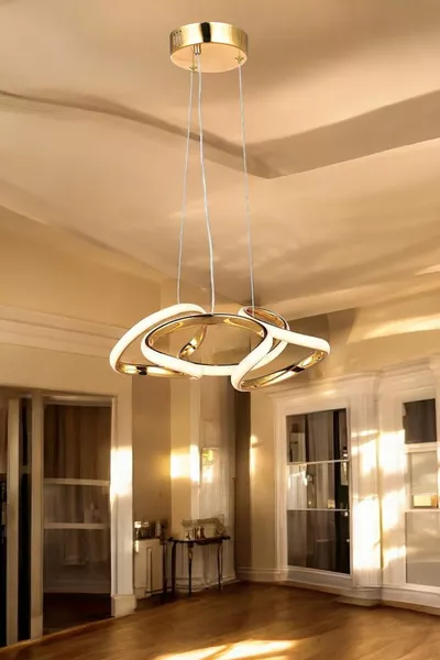 Flower Single Gold 3-Color LED Pendant Chandelier
