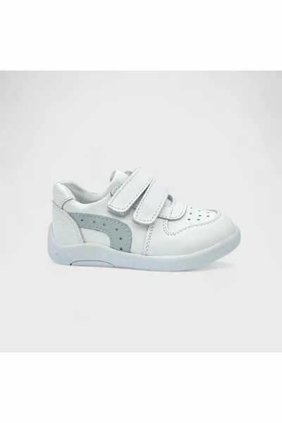 Двойная кожа Velcro Ортопедическая гибкая подошва Обувь первого шага - Белый