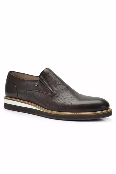 Echt leer bruin casual loafer herenschoenen --