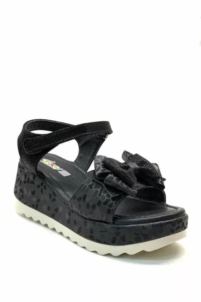  بنات صندل أسود بكعب مبطن بالزهور 5 سم