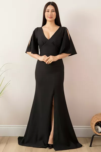 Slit Detailed Long Evening Dress 