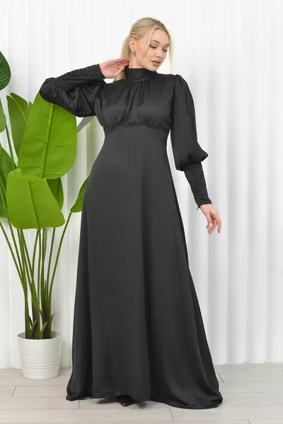 Draped Satin Evening Dress- Nalan Model