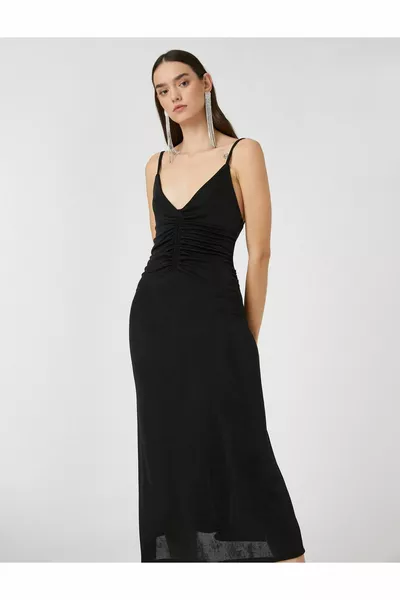 Trägerkleid V-Ausschnitt mit Kordelzug