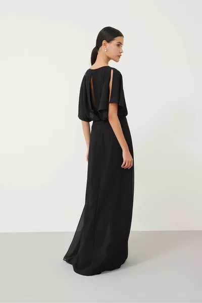 Robe de soirée col bateau noir 