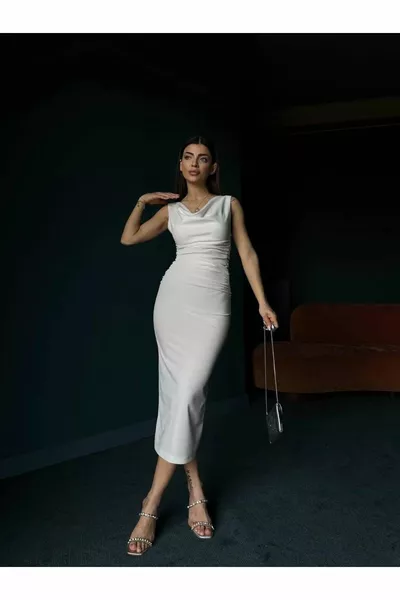 MEDUSA ÄRMELLOSES LANGES KLEID WEISS