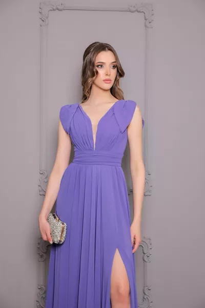 الخامس الرقبة بلا أكمام الشيفون النسيج مساء اللباس