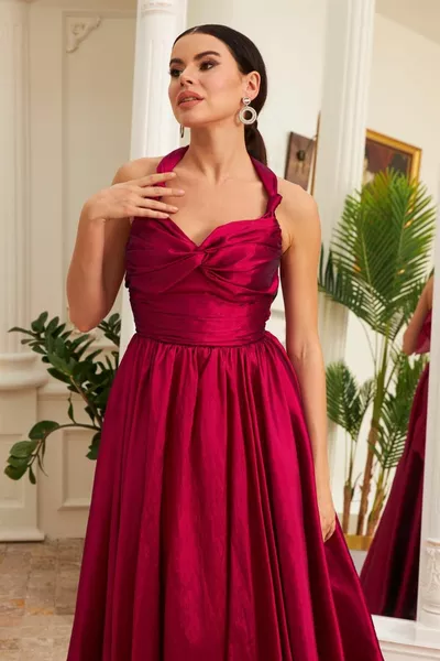 فوشيا التفتا فستان مساء طويل