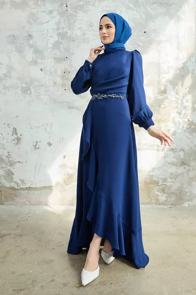 Rock Volant Abendkleider - Indigo