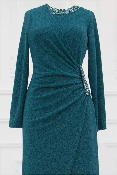 WOMEN'S BLUE (OIL) STONE DETAILED EVENING DRESS T 