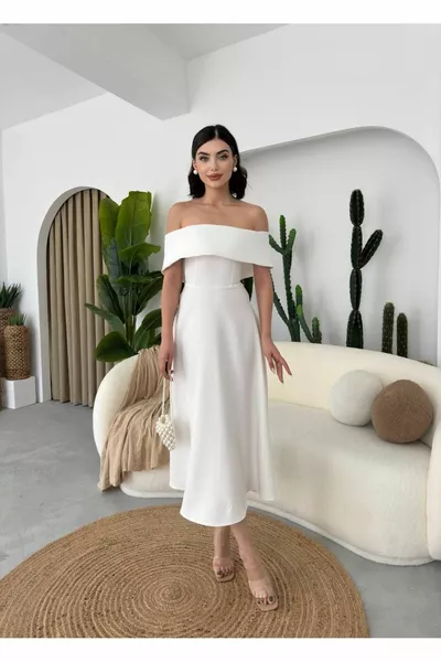 فستان سيلفان مادونا متوسط الطول بياقة منخفضة