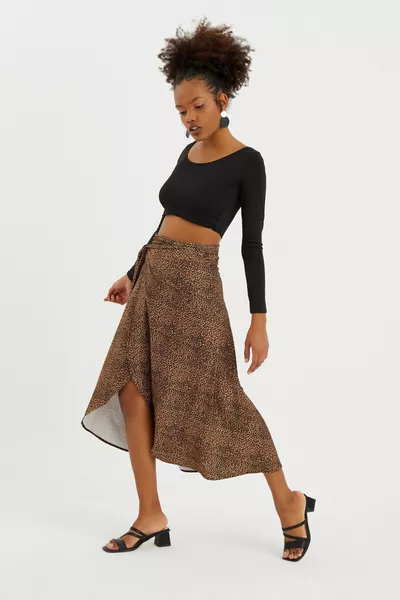 Leopard Print Wrapover Skirt