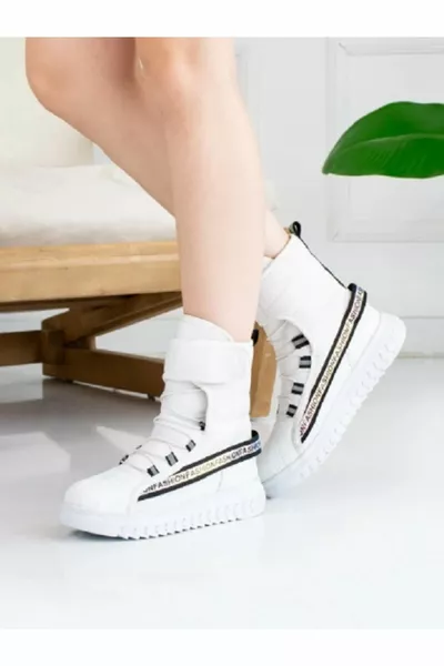 عارضة المرأة للجنسين أحذية الثلج الأبيض داخل الفراء الفيلكرو الدانتيل المطاطي حتى أحذية نعل غير زلة