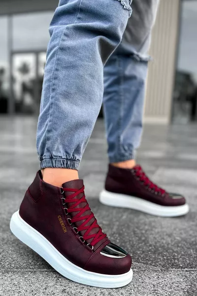  Roma Mirror Lace-Up Orthopedic Sole Casual Skin Men's Sport Postal Boots CBT Burgundy