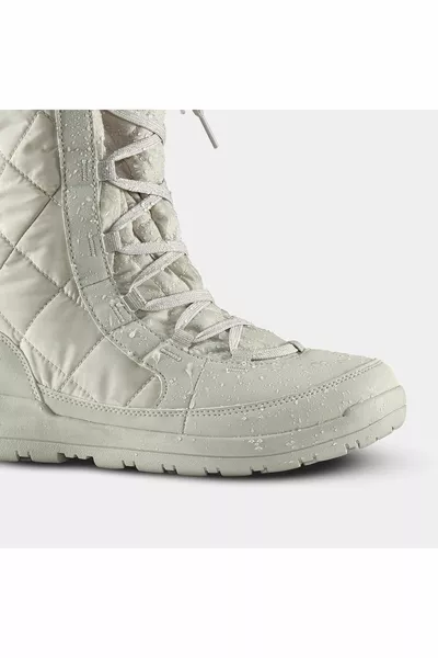 حذاء ثلجي خارجي بأربطة للسيدات - مقاوم للماء - بيج -  عالي