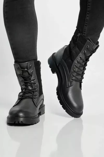  Premium Warm Lining Non Slip Sole Zipper Lace-Up Men's Boots Postal
