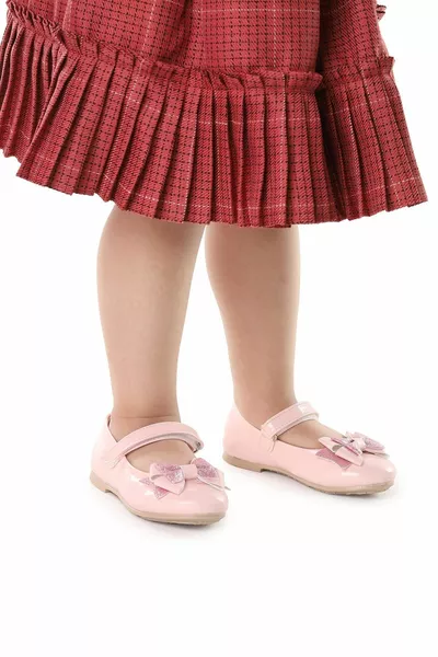 Klittenband zand glitter strik meisjes ballerina's Aegean  lakleer