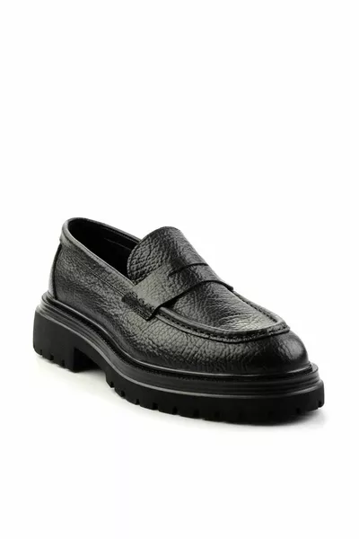 Black Genuine Leather Men's Loafer Shoes 