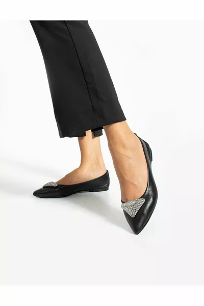 Beck Ballerines noires en cuir véritable pour femmes