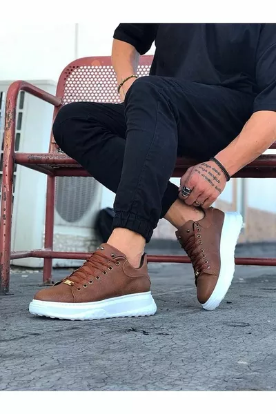  Tan herenschoenen met hoge zool